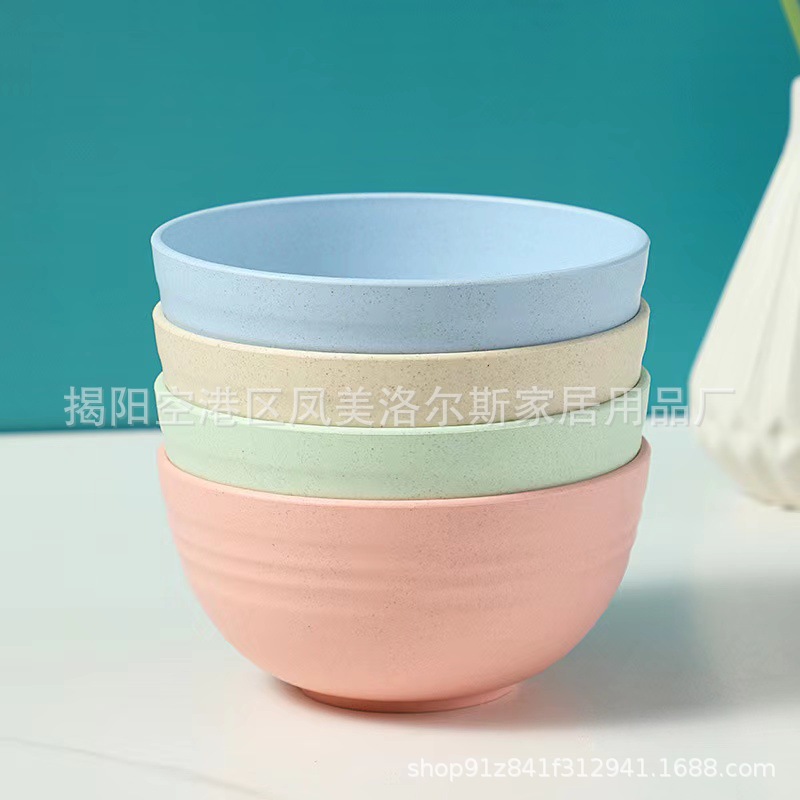 Wheat straw Rice Bowl round bowl soup bowl children's bowl drop-resistant plastic bowl tableware suit Mini small Bowl factory wholesale