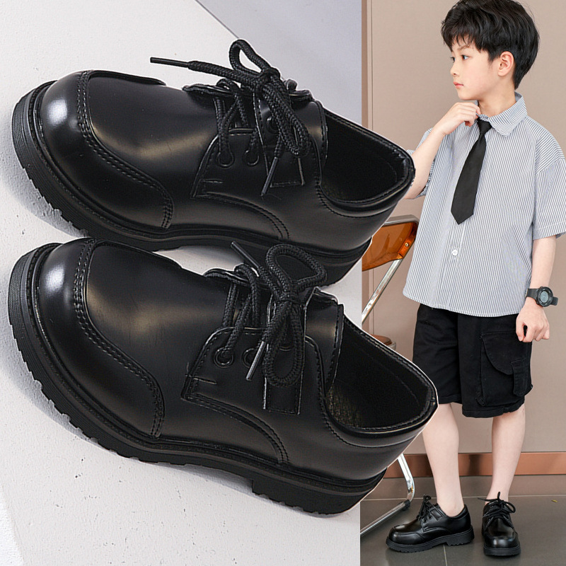Children's Shoes, Boys' Leather Shoes, Spring & Fall 2024 New Korean Style British Style Middle-Aged and Primary School Students' Campus Performance Shoes
