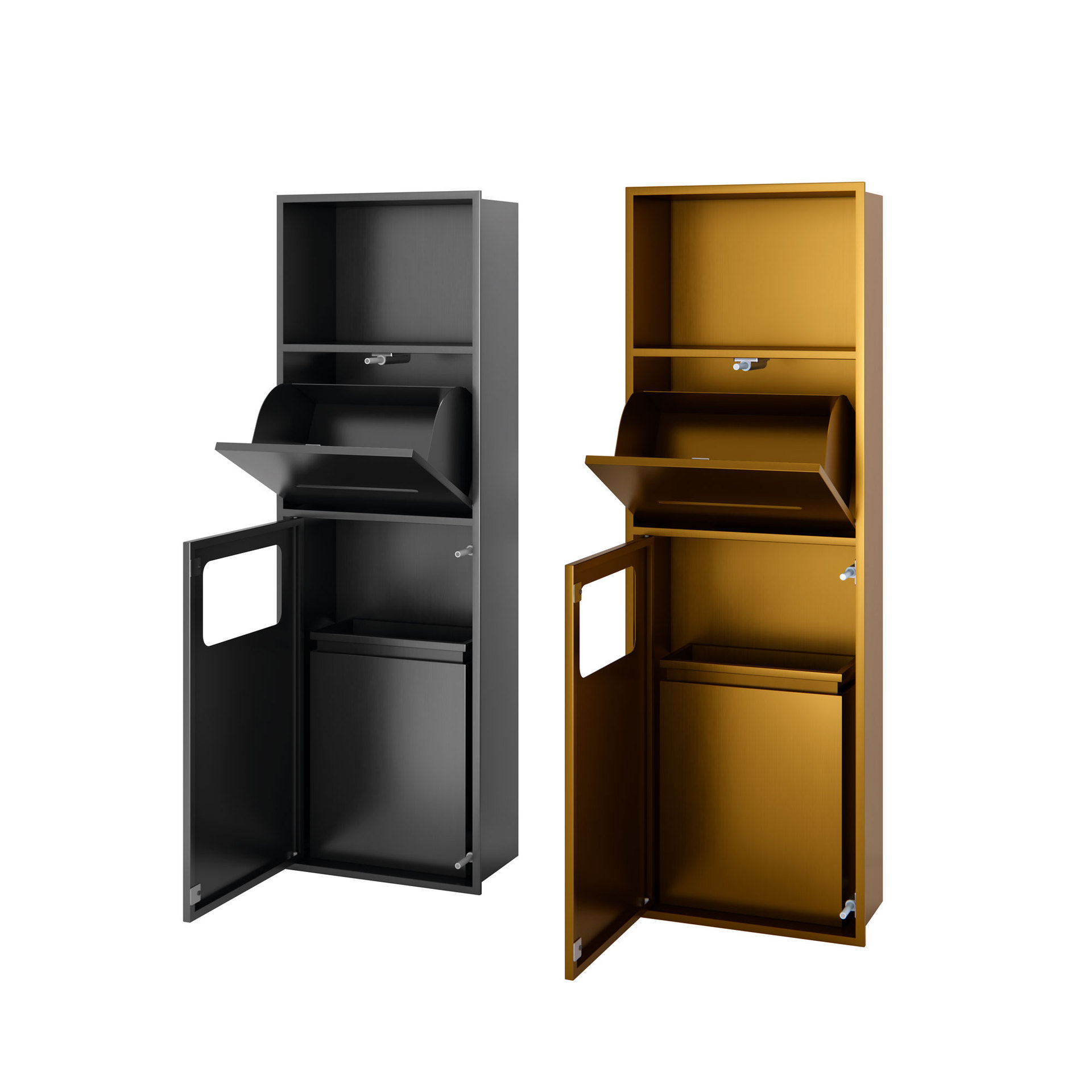 Embedded Stainless Steel Bathroom Three-In-One Niche Toilet with Concealed Trash Can and Paper Box Bathroom Storage Rack