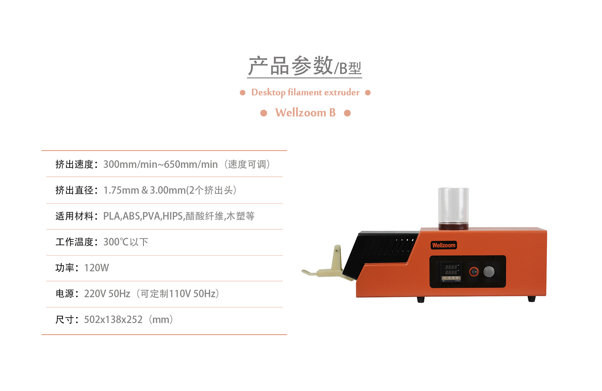 Wellzoom B 3D Printer Companion Desktop 3D Printing Filament Extruder / Wire Winder 1.75