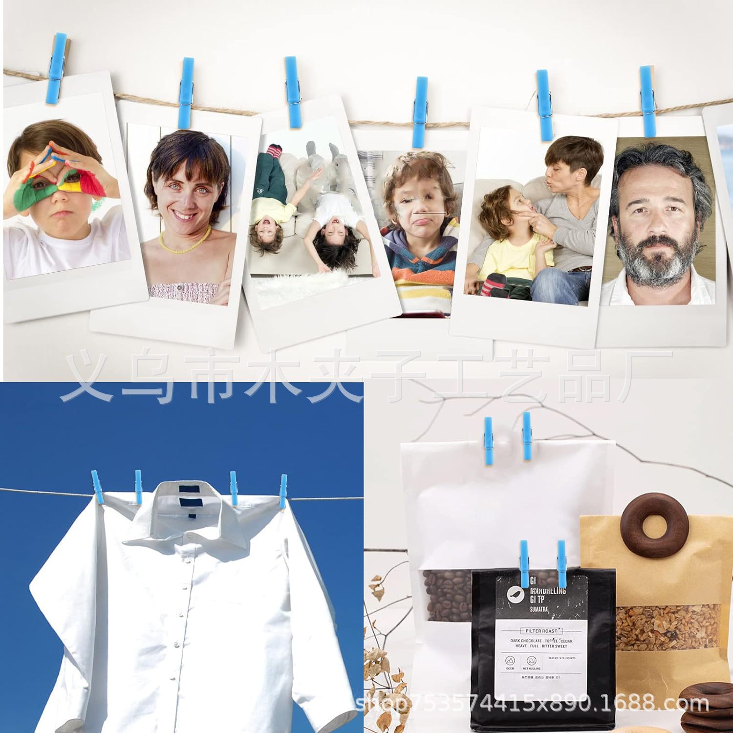 Factory direct blue plastic mini clip transparent small clip diy decorative photo clip blue plastic small clip