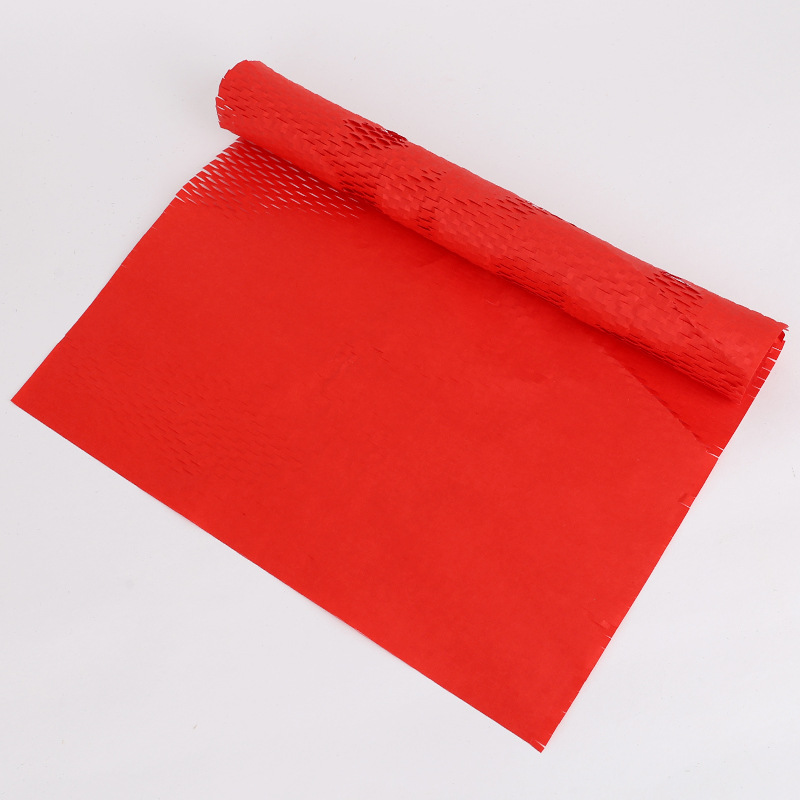 Manufacturer Wholesale Red Honeycomb Buffer Packaging Paper Kraft Paper Three-Dimensional Honeycomb Padding Filling Bedding Lining Paper