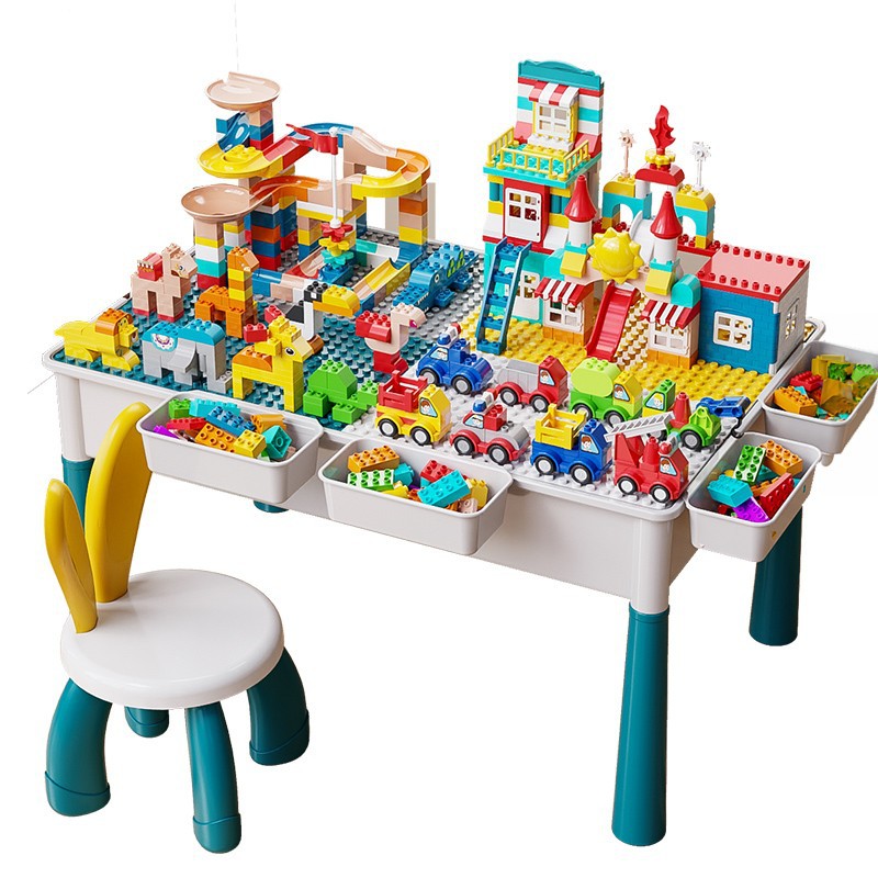 Children's Building Block Table Multi-Functional Large Game Table Large Particle Puzzle Assembly Boys and Girls 3 Years Old and 6 Years Old Baby Toys