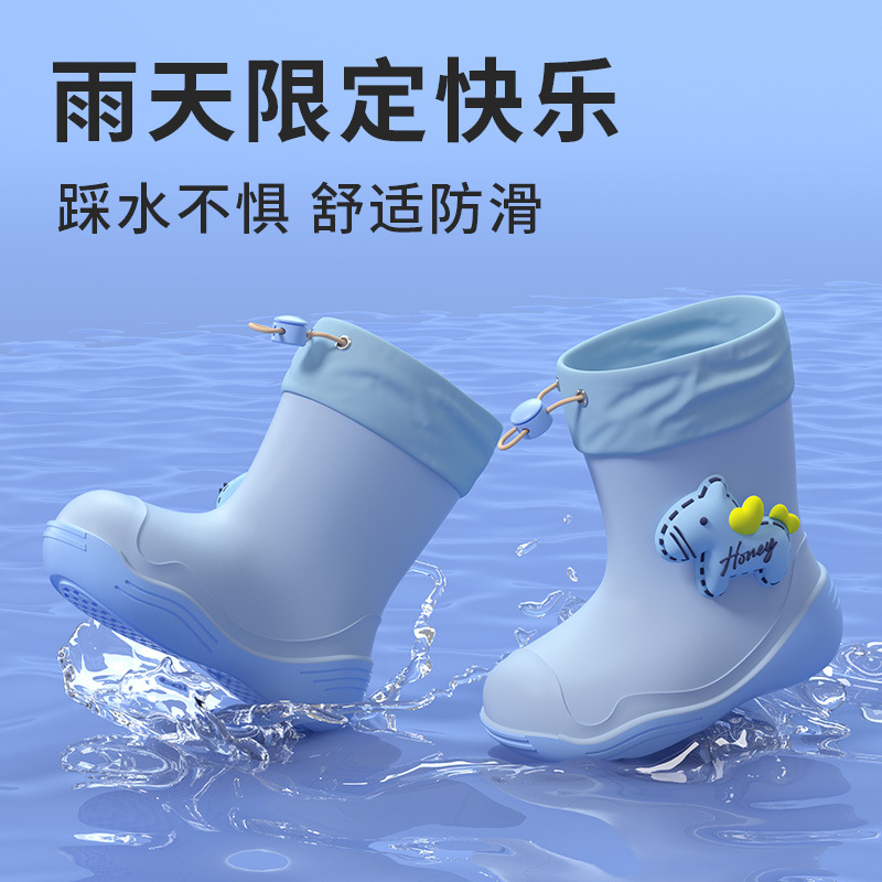 Waterproof Mouth Cute Kidsren's Rain Boots for Women, Students, Small and Medium-Sized Kidsren, Non-Slip Soft-Soled Rain Boots, Fleece-Lined Waterproof Shoes, Rubber Shoes for Men