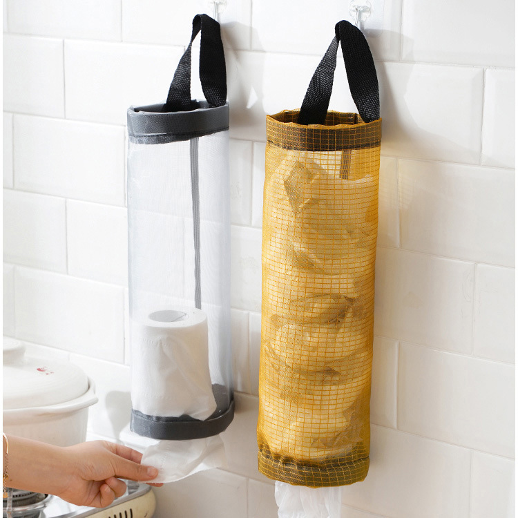 Висячая сумка для хранения мусорных пакетов на кухне, настенная, съемная, удобная, круглый пластиковый сборщик