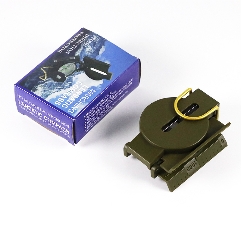 Dc45-2C American Plastic Compass Mountaineering Outdoor Camping Flip Cover Luminous Multi-Functional English Compass