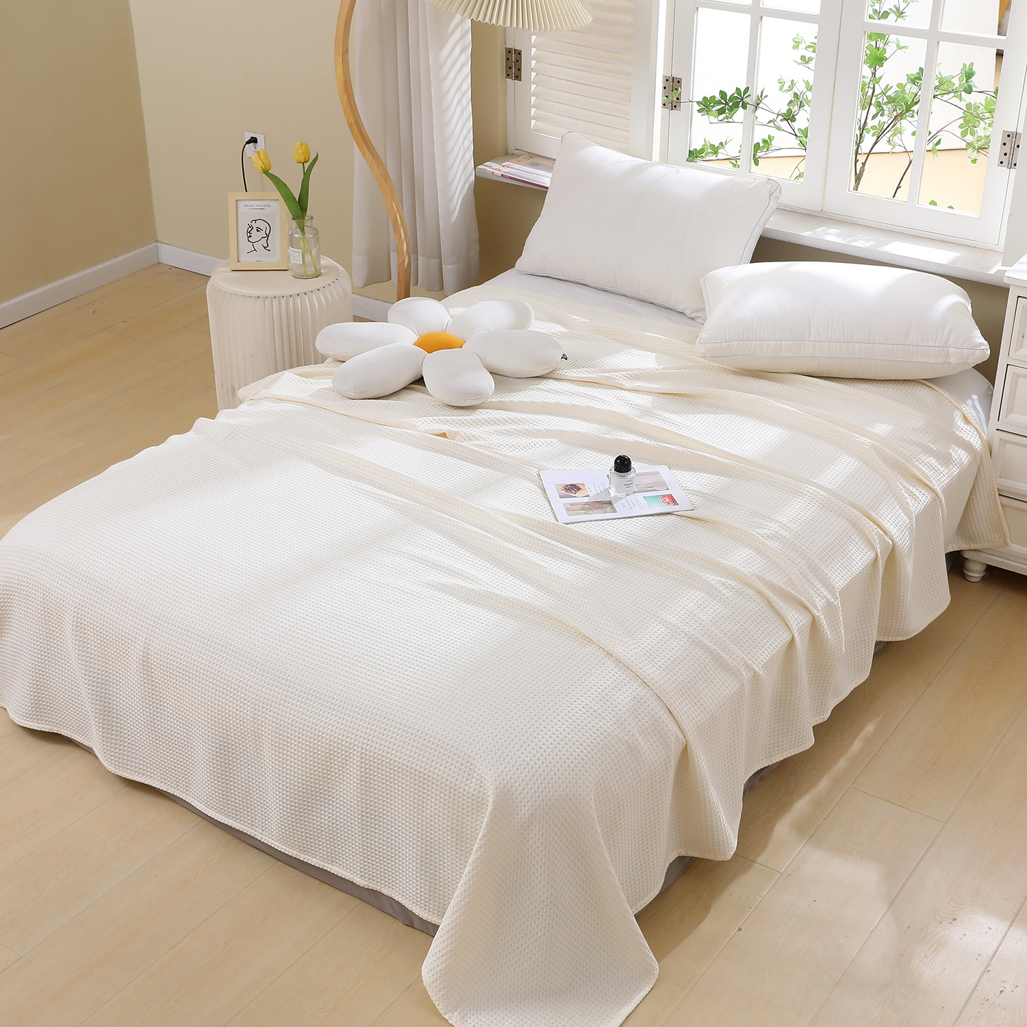 Waffle Blanket Amazon Cross-Border Bamboo Fiber Blanket Solid Color Pineapple Check Sofa Blanket Air Conditioning Blanket Nap Blanket