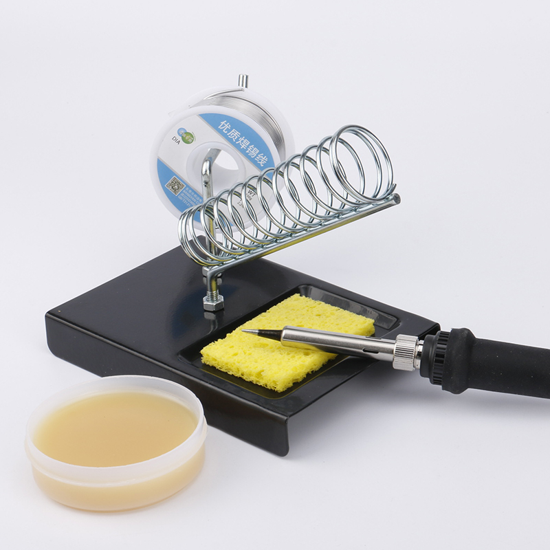Electric Soldering Iron Stand Multi-functional Soldering Wire Rack Electric Soldering Station Seat Cleaning Metal Handle Tin Wire Rack Soldering Iron Bracket