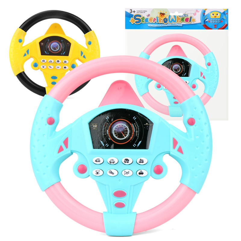 Cross-border foreign trade children's new simulation fun steering wheel with base simulation driving light music early education toys
