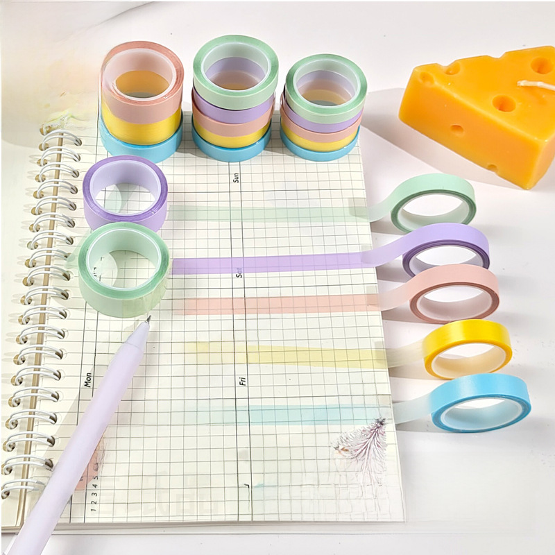 Macaron Sticky Note Stationery Tape Can Be Peeled Off Transparent Sticky Notes for Students Waterproof Japanese Style Handbook Stickers DIY Decoration