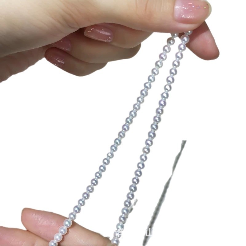 Zhuji Natural Freshwater Pearl 3-4mm Necklace S925 Silver Extremely Strong Light Millet Chain baby Chain Semi-finished Product Diy
