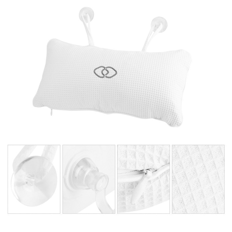 Cross-Border Bathroom Suction Cup Pillow Waffle Bath Pillow Spa Pillow with Built-In Pvc Inflatable Bag