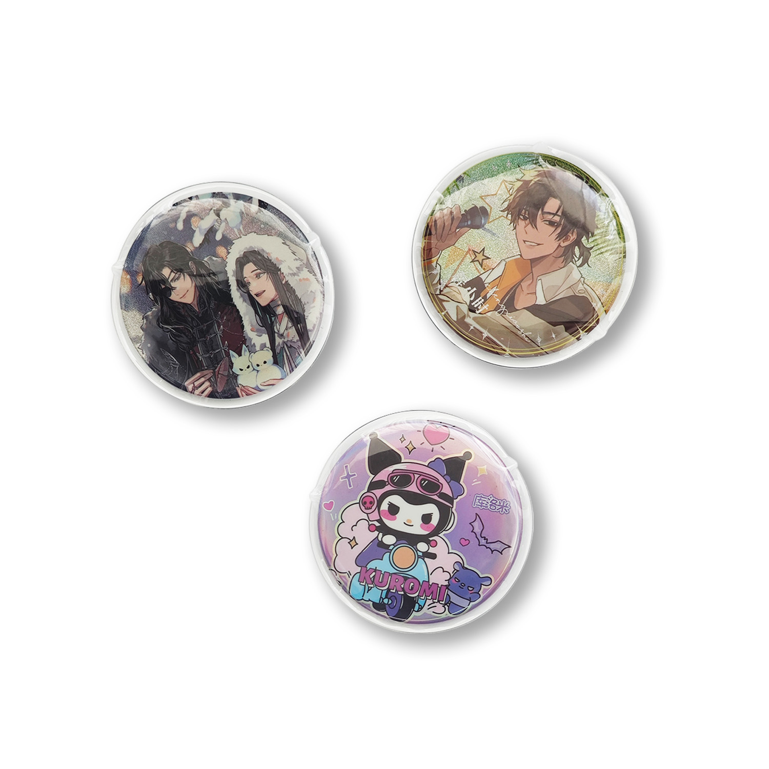 in stock wholesale Gu Mei yum transparent bag protective cover animation peripheral round badge pvc storage display anti-fall