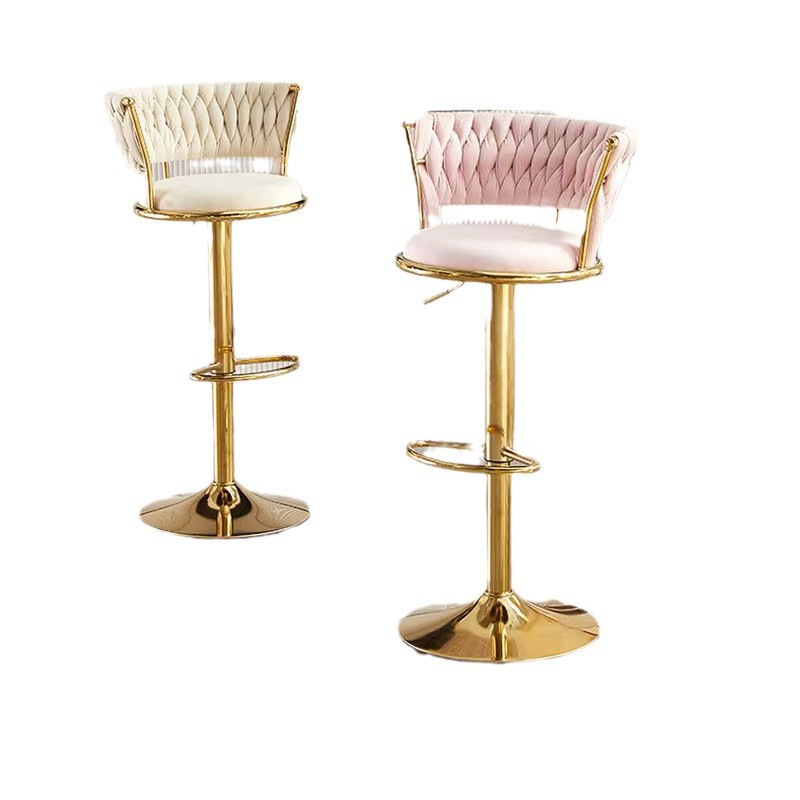 Light Luxury Bar Chair High Stool Household Backrest Chair Rotating Cash register Chair Elevator Front Desk Chair Lifting Bar Chair
