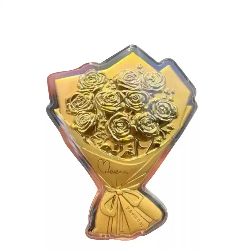 Gold Foil Pure Gold 999 Large Bouquet with Gold Rose Ornaments Valentine's Day Birthday Gift Live Streaming Model