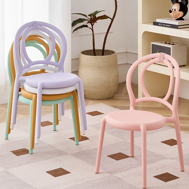 Creative Designer Dining Chair, Thickened for Home Use, Balcony, Villa, Sunroom Chair, Waterproof, Sun-Resistant, Stackable, Light Luxury Stool