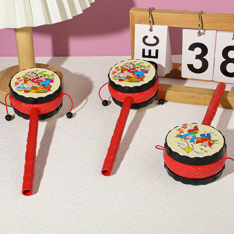 Auspicious Swing Rattle Nostalgic Chinese Traditional Classic Baby Swing Drum Hand Swing Puzzle Enlightenment Toys Wholesale