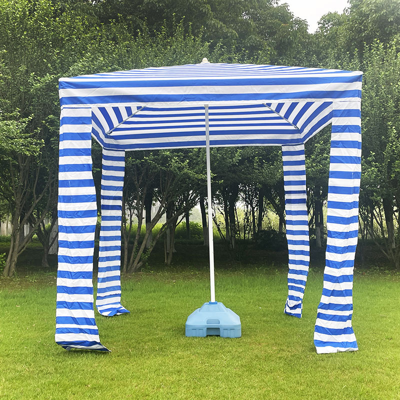 Beach Umbrella Outdoor Umbrella Cross-Border Stripe Large Outdoor Casual Umbrella Four-Corner Beach Sunshade Umbrella Customized