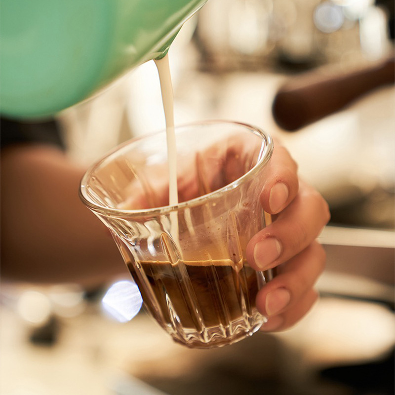 Vertical Pattern Glass Latte Art Iced Latte Simple Retro Dirty Coffee Cup Espresso Australian White Cup Milk Cylinder