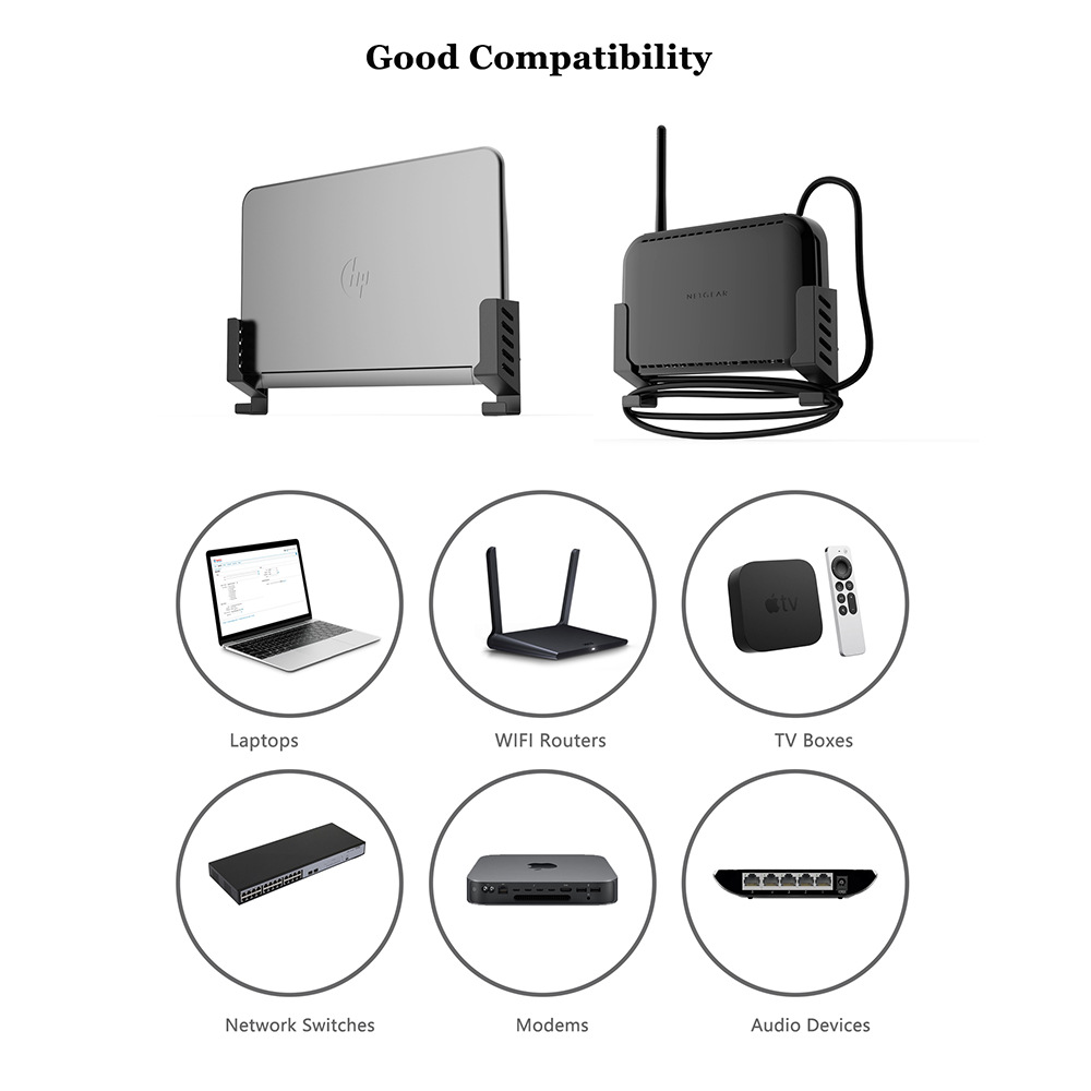 Cross-border new WiFi router wall-mounted bracket storage screw or double-sided adhesive installation laptop bracket