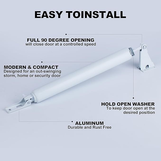 Window Closing Security Seal Adjustable Closing Buffer Speed Closer Screen Door Closing Pneumatic Door Holder
