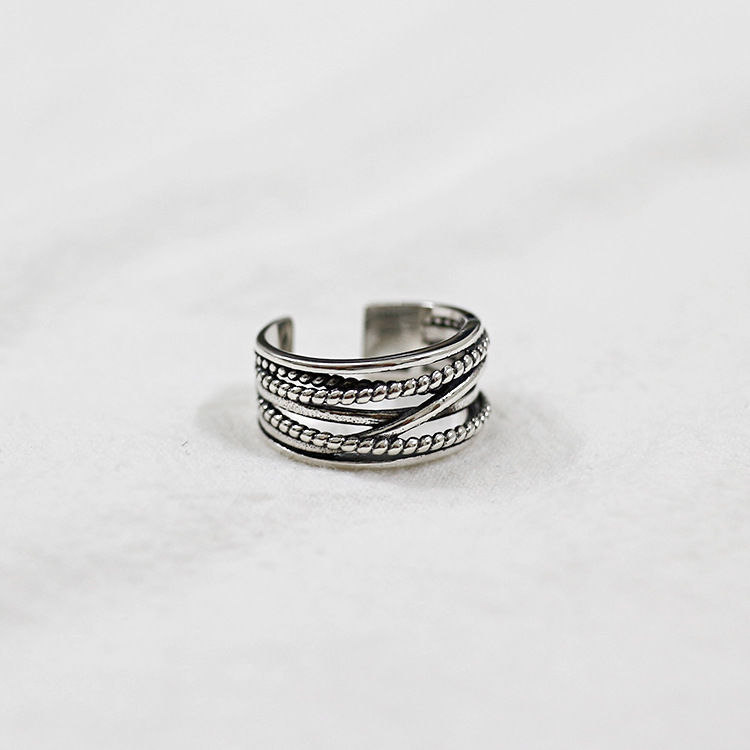 New South Korea winding twist multi-layer ring retro opening do old ring Thai silver jewelry factory direct sales