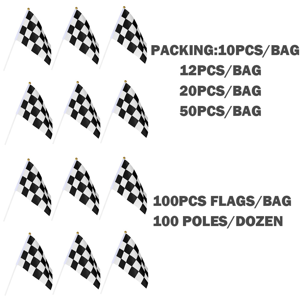 Cross-border in stock black and white racing hand-waving flag black and white race flag black and white polyester flag