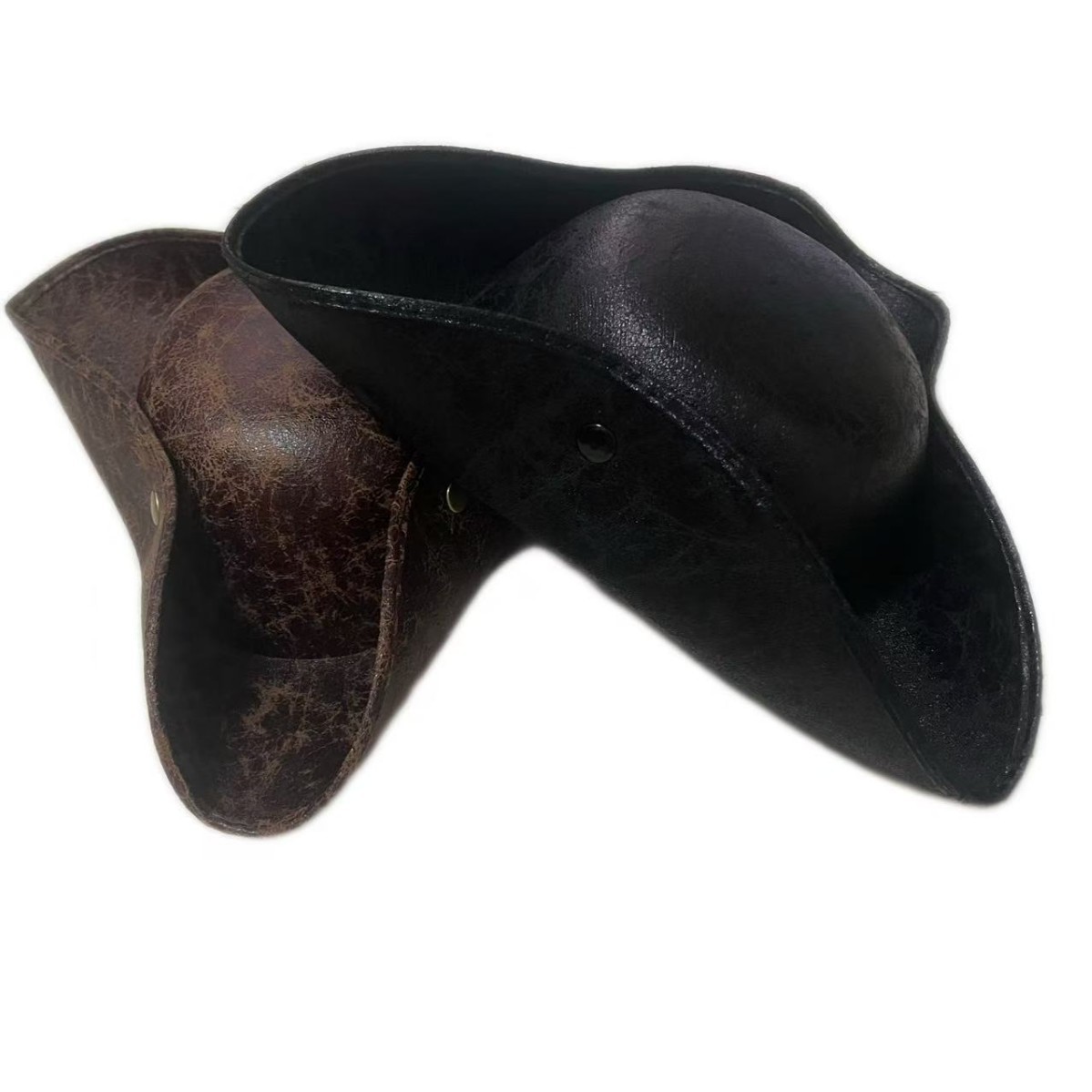 Кожаная шляпа-пират на Хэллоуин, треугольная шляпа из Карибского моря, шляпа капитана Джека для выступлений