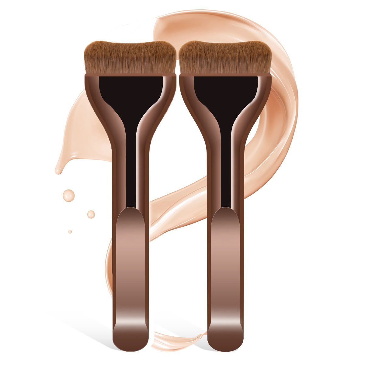 New Hot-Selling Single Ultra-Thin Widened Tongue-Shaped Foundation Brush, Traceless Concealer, Powder-Free Flat-Head Soft-Bristled Beauty Tool