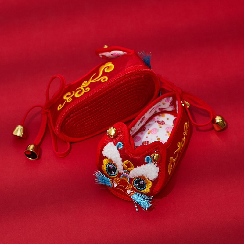 Xinxiangyun Embroidered Soft-Soled Handmade Tiger Head Shoes for Men and Women, Toddler Shoes for Infants and Toddlers, Faucet Breathable Cloth Shoes