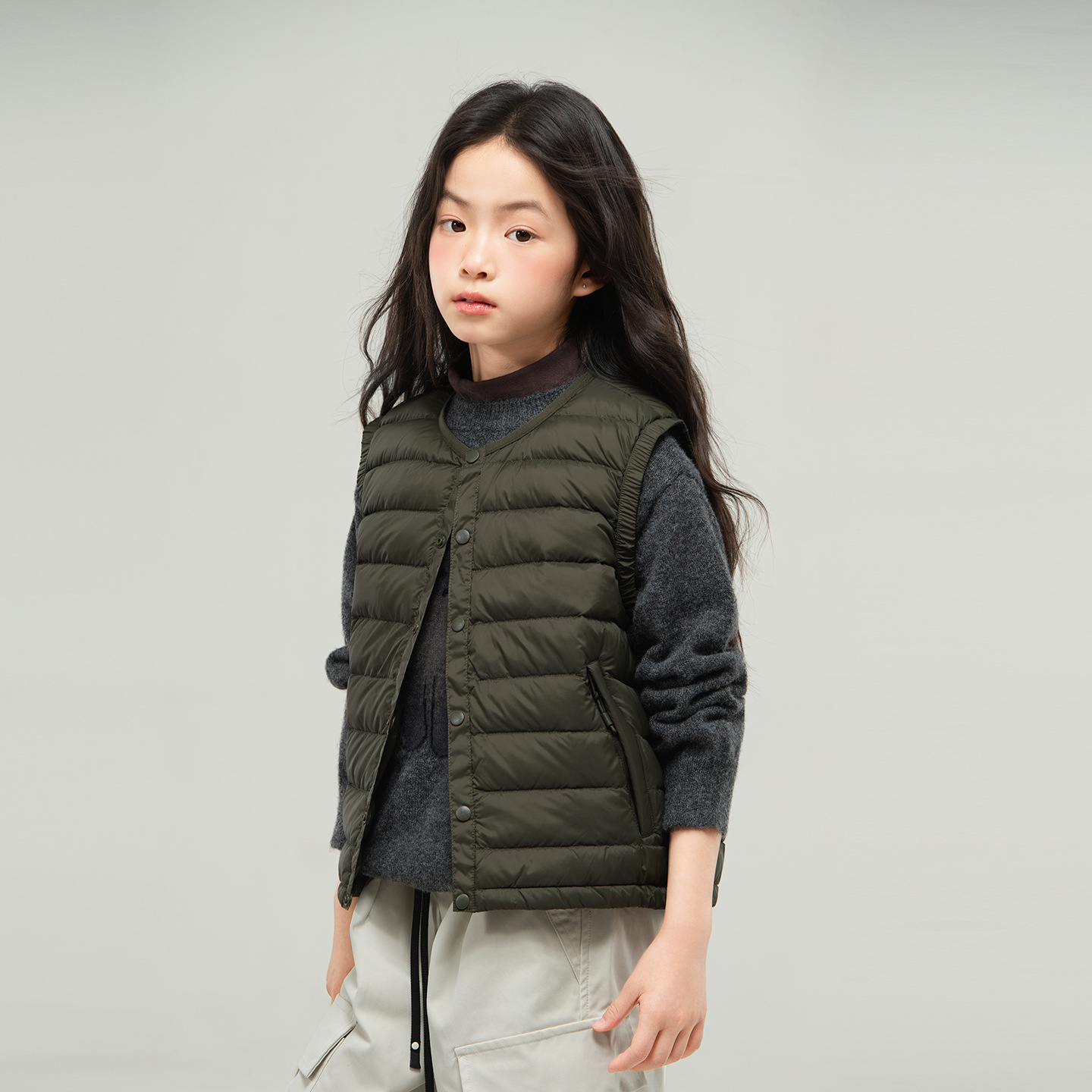 Зимний легкий пуховик-жилет корейского стиля для девочек и малышей, 90% белого утиного пуха, теплый жилет