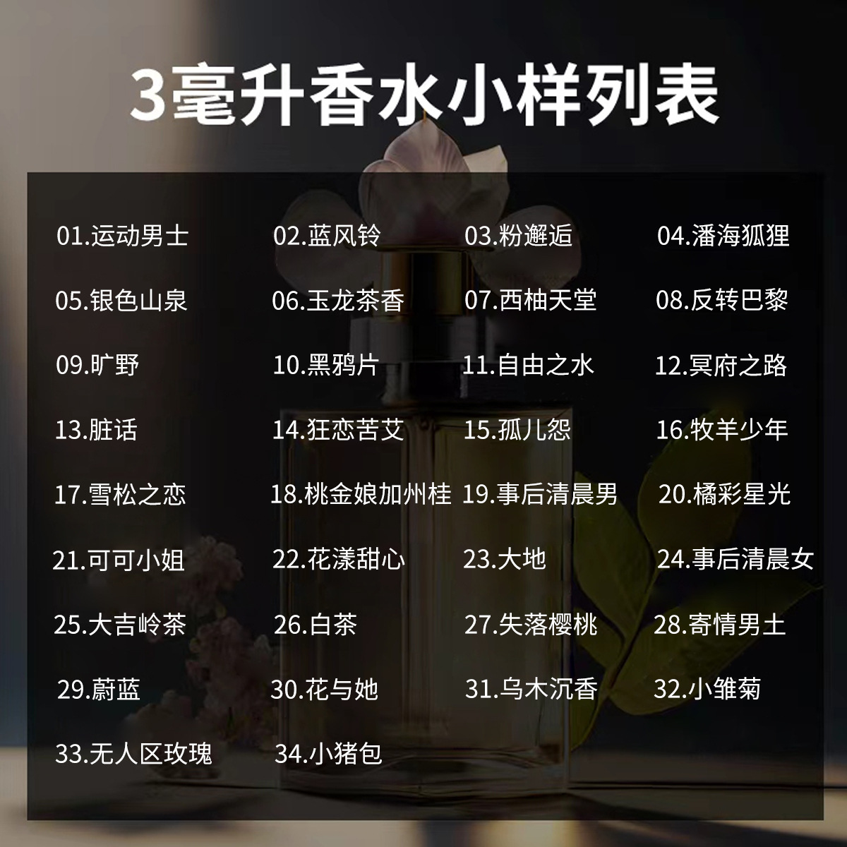 3ml perfume sample Q version card trial men and women lasting natural light fragrance portable gift night market live wholesale