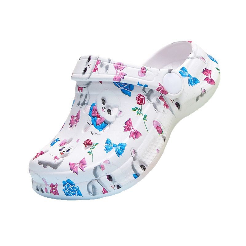 Cross-Border Girls' Clogs Children's Cartoon Cute Printed Slippers Hollow Breathable Dual-Purpose Summer Seaside Beach Sandals