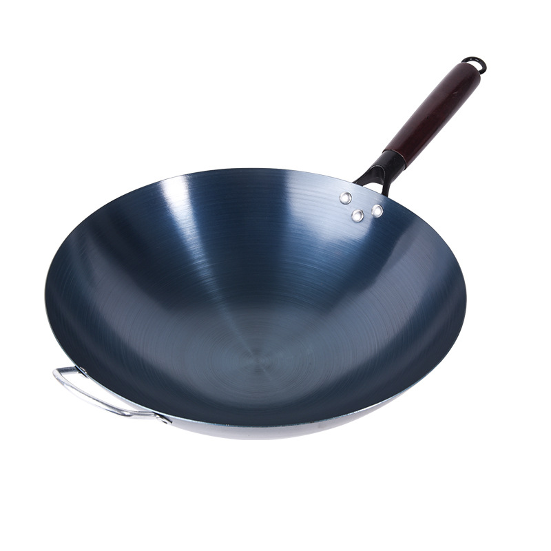 Factory Wholesale Old-Fashioned Fine Iron Pot, No-Opening Pot, Household Wok, Uncoated Non-Stick Pot, Round Bottom Wok, Good Pot Opening