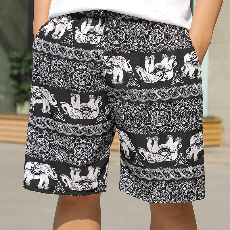 Summer Beach Pants Men's Loose Casual Five-point Pants Ice Silk High Elastic Quick-drying Seaside Large Size Shorts for Men