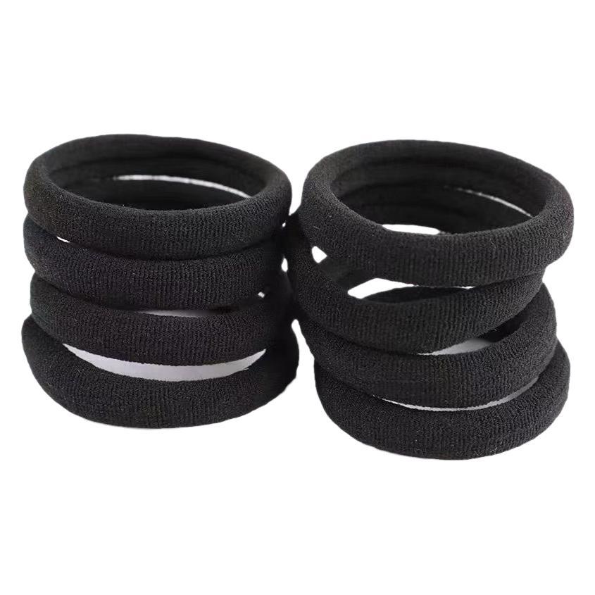 Hair Rope Hair Band Rubber Band Women's High Elastic and Durable Thick Black Cyber Celebrous Hair Rope Ponytail Simple Leather Cover