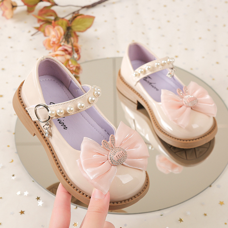 Girls' Shoes, Kidsren's Small Leather Shoes, Black Baby Princess Leather Shoes, Versatile Korean Style 2025 New Performance Shoes