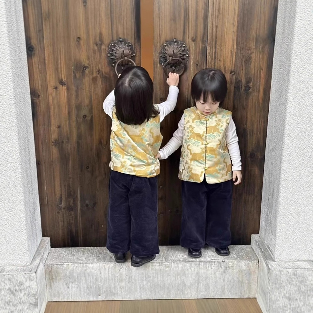 Мужская зимняя одежда детский таньсуй жилет детское платье зимний китайский стиль новогодний сервис тигровый город пять ядов