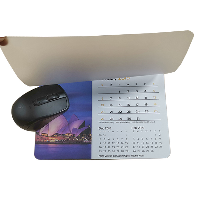 Non-slip bottom frosted PVC cover flip 13 pages calendar mouse pad
