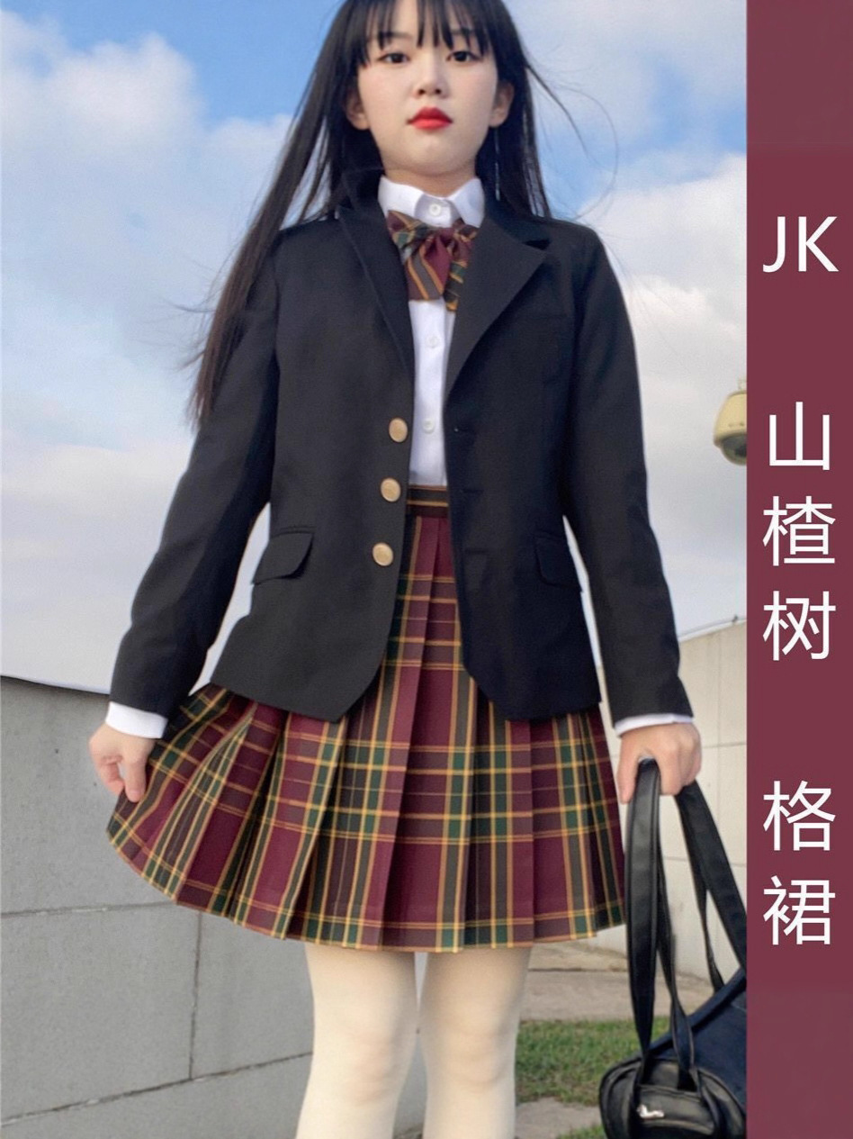 Original Jk Uniform Plaid Skirt Women's Blazer Black Suit Japanese School Style Student Outfit
