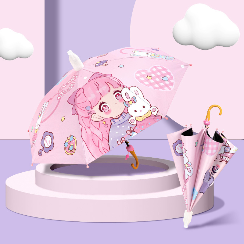 Safety children's umbrella girls Boys Primary School students school baby straight rod curved long handle umbrella sunny umbrella dual-use toddler