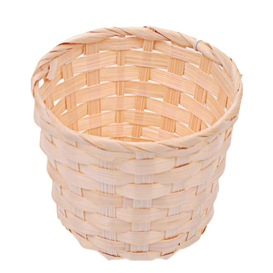 Woven Flower Basket Bamboo Woven Basket Desktop Sundries Finishing Home Storage Basket Bamboo Woven Basket Woven Basket Wholesale New