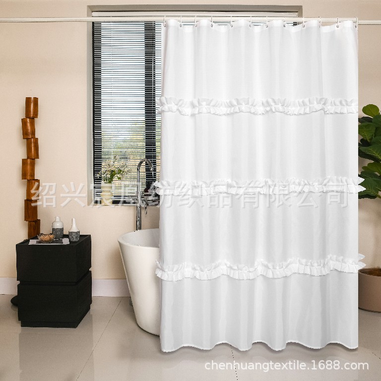 Кросс-бордерный производитель белого душевого занавеса оптом блокирующий кружевной полиэстеровый занавес