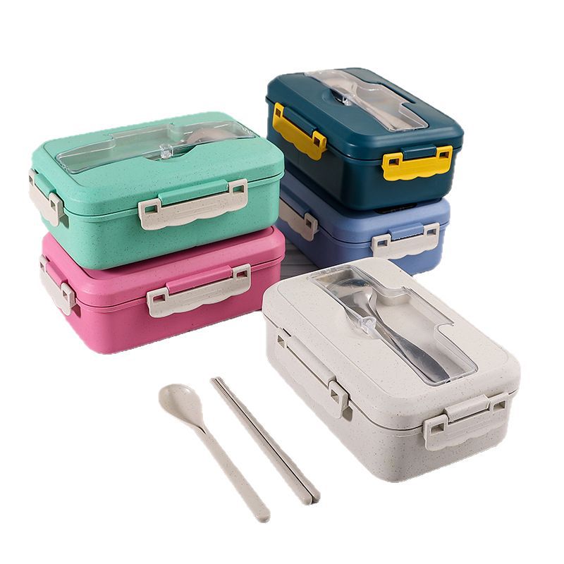 Cross-border Wheat Straw Lunch Box Japanese-style Split Insulation Box for Students and Office workers Outdoor Sealed Lunch Box Lunch Box Lunch Box