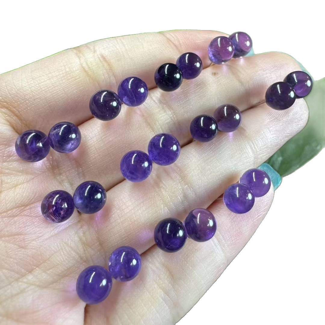 Natural Amethyst Earrings, Round Bead Style Simple Earrings, S925 Silver Setting, Cross-Border Wholesale Available