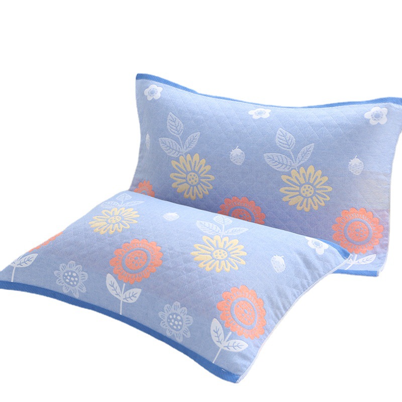 Pillow Cover Three-Layer Gauze Adult and Children's Home Couple Thickened Sweat-Absorbent Pillow Cover Manufacturer Wholesale One Pack