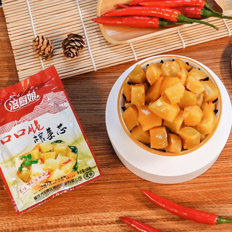 Fuchu Niang's Crispy Fuling Peeled Pickled Cabbage Shreds 50g Ready-To-Eat Savory Side Dish Pickled Cabbage Core Retail Wholesale