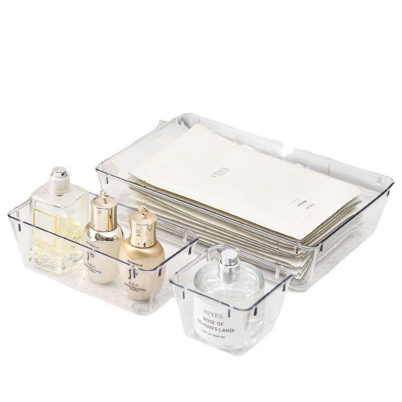 Transparent Pet Plastic Desktop Drawer Storage Box Kitchen Storage Makeup Jewelry Gadgets Cosmetic Storage Box