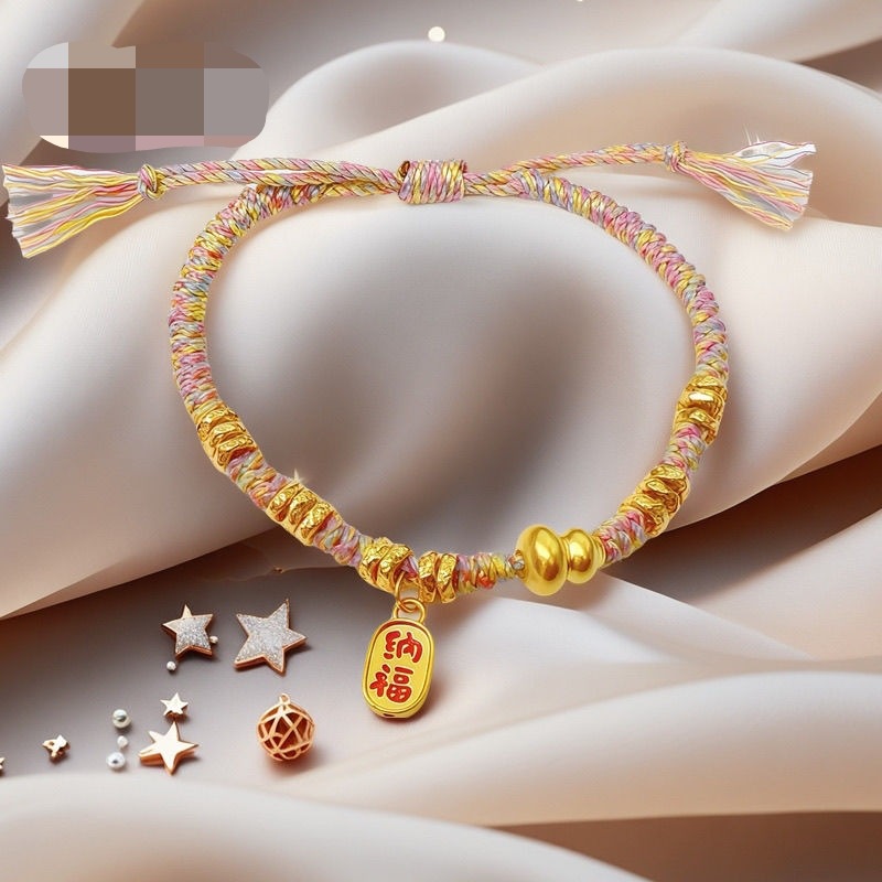 Gold Braided Loose Beads 3D Hard Gold Pure Gold 999 Braided Gold Spacer Beads Bracelet Beads Gold Braided Accessories Spacer Ring