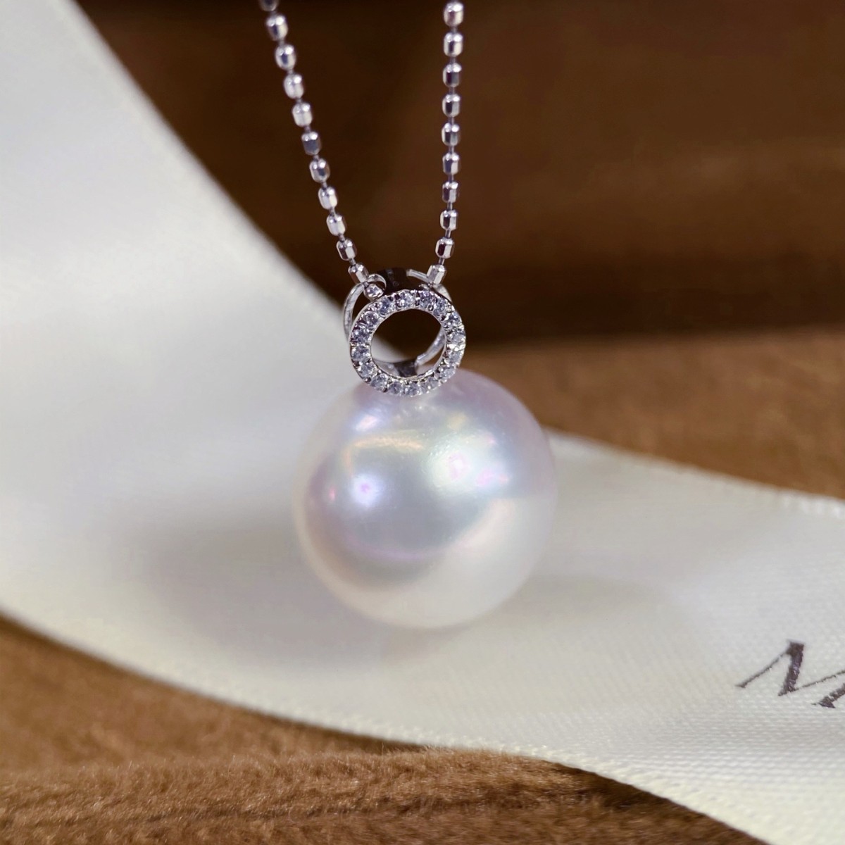 Platinum Pt900 Accessories Circle Zircon Pendant Reference with Beads 12-13mm Without Bead Chain